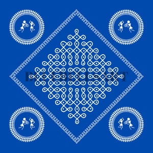 Blue Kolam design Digital File, JPEG, Instant Download, Kolam Instant Digital Download, Gruhapravesam decor, Kolam prints, Muggu digital