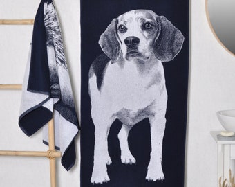 Beagle Dog Cotton Bath Towel: 59x26 inch Blue Beach Towel