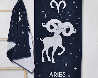 Toalha de banho de algodão com o signo de Áries: presente astrológico