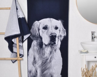 Golden Retriever Cotton Bath Towel, Dog Lover Gift (59x26 inches)