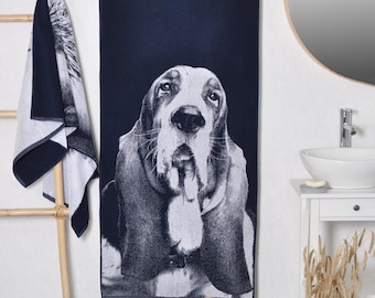 Basset Hound Cotton Bath Towel: Dog Lover Gift (59x26 inches)