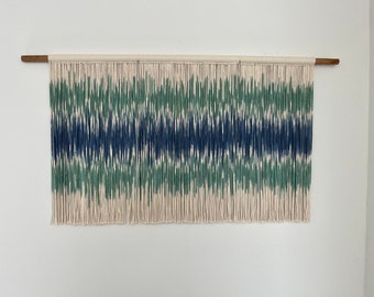 Waves II - Modern Boho Macrame Wall Art | Sage Green Blue