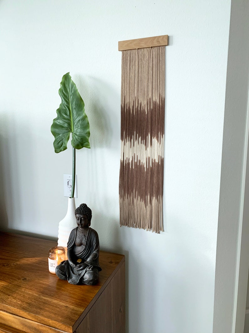 Boho Vibes II Modern Dip Dyed Wall Hanging Fiber Art Macrame Tapestry Neutral Home Decor image 3