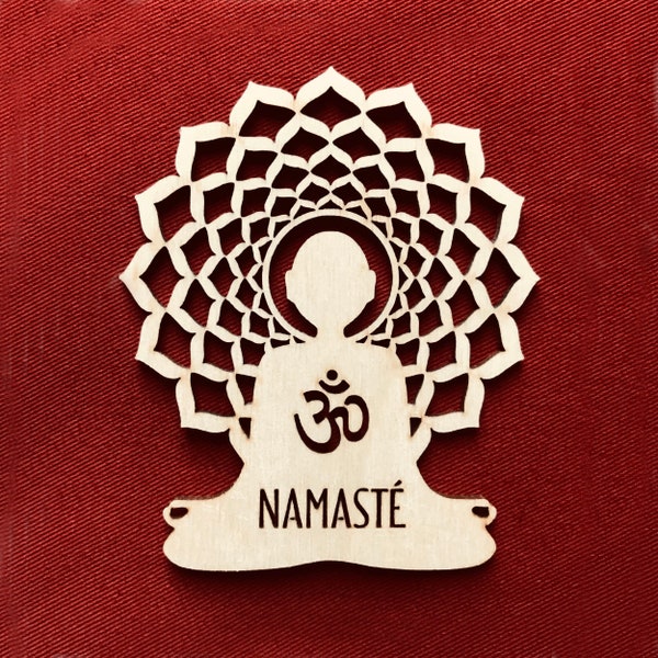 Yoga meditation OM Namasté symbol, different heights, made of wood, symbol wall pendant jewelry