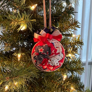 Red White and Blue Quilted Ornament
