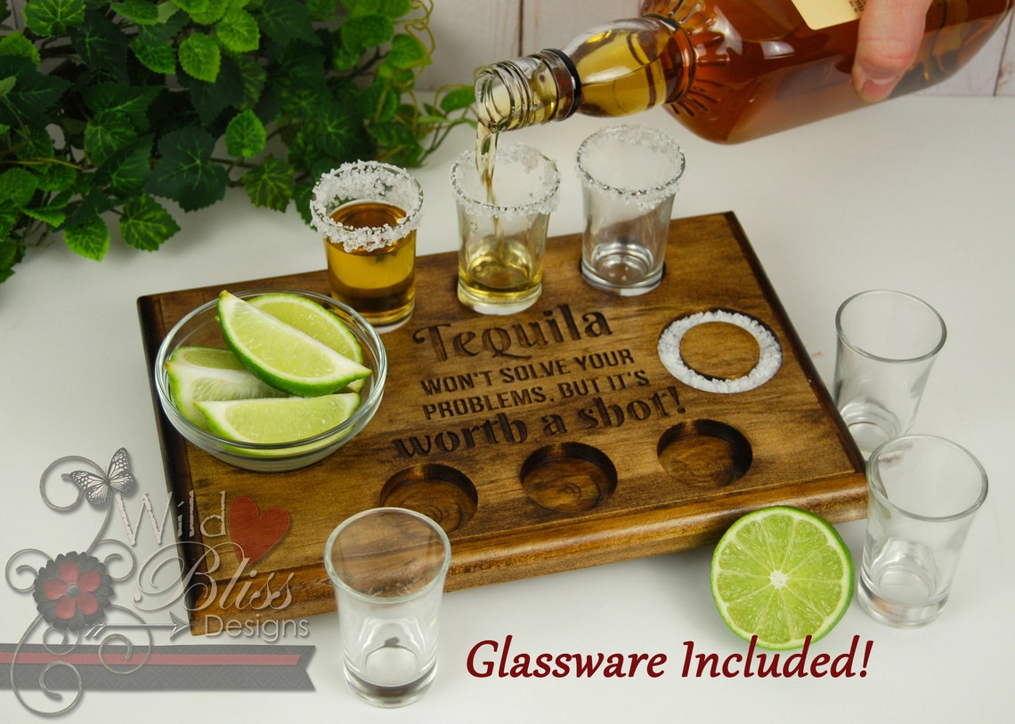 Custom Carved Tequila Shot Flight Set with 6 Shot Glasses & Etsy