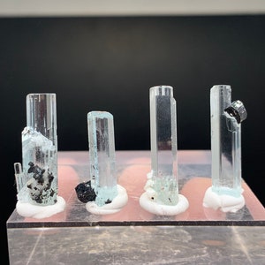 7.6 Gram Aquamarine Crystals, Blue Aquamarine Crystal, Clear Aquamarine Crystal Combine With Black Schoral.