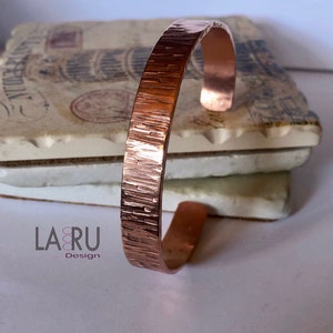 Hammered Copper Bracelet , Textured Adjustable Copper Cuff, Unisex Gift, Handmade Jewelry, LaRuDesign