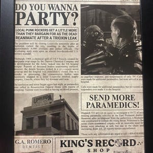 Return of the living dead Framed Newspaper - Horror Movie Wall Art, Vintage Cult Classic Decor, Gift for Fans of horror