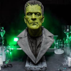 Frankenstein Half Bust Sculpture - Handcrafted Horror Decor, Gothic Monster Statue for Halloween & Collectors Gift