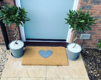 Heart Outdoor Doormat in Grey or Pink