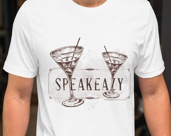 Speakeazy Martini T-Shirt | Vintage Cocktail Graphic | Short-Sleeve Unisex Tee