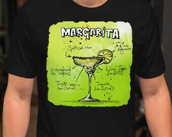 Margarita Recipe T-Shirt | Tequila Cocktail Graphic | Short-Sleeve Unisex Tee