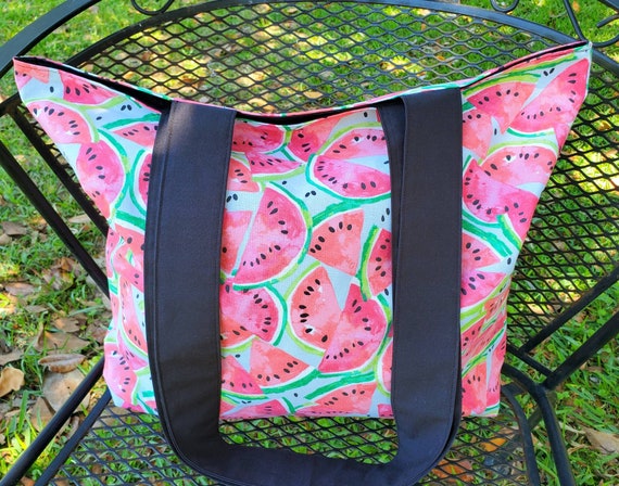 Watermelon tote bag Large lined Watermelon tote bag with | Etsy