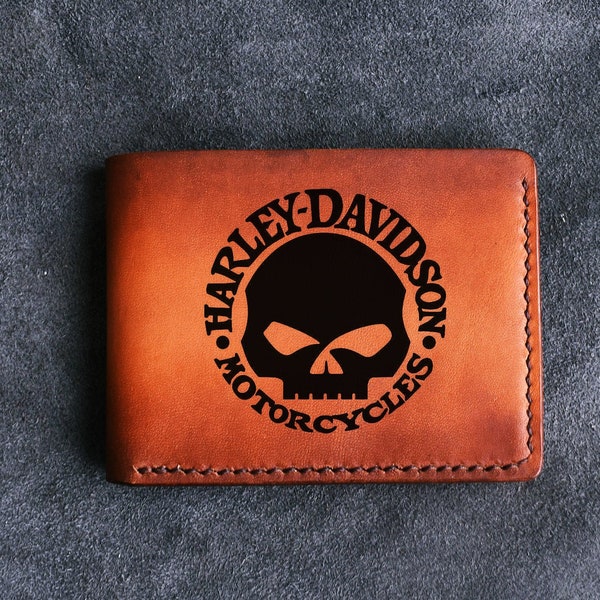 Harley Davidson Chopper Motorcycle  Leather Customized Wallet