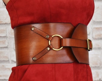 Vintage Brown Leather Dress Belt