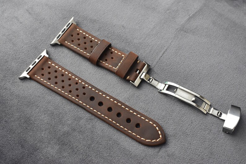 Premium Leather Apple Watch Band Strap Butterfly Clasp Etsy