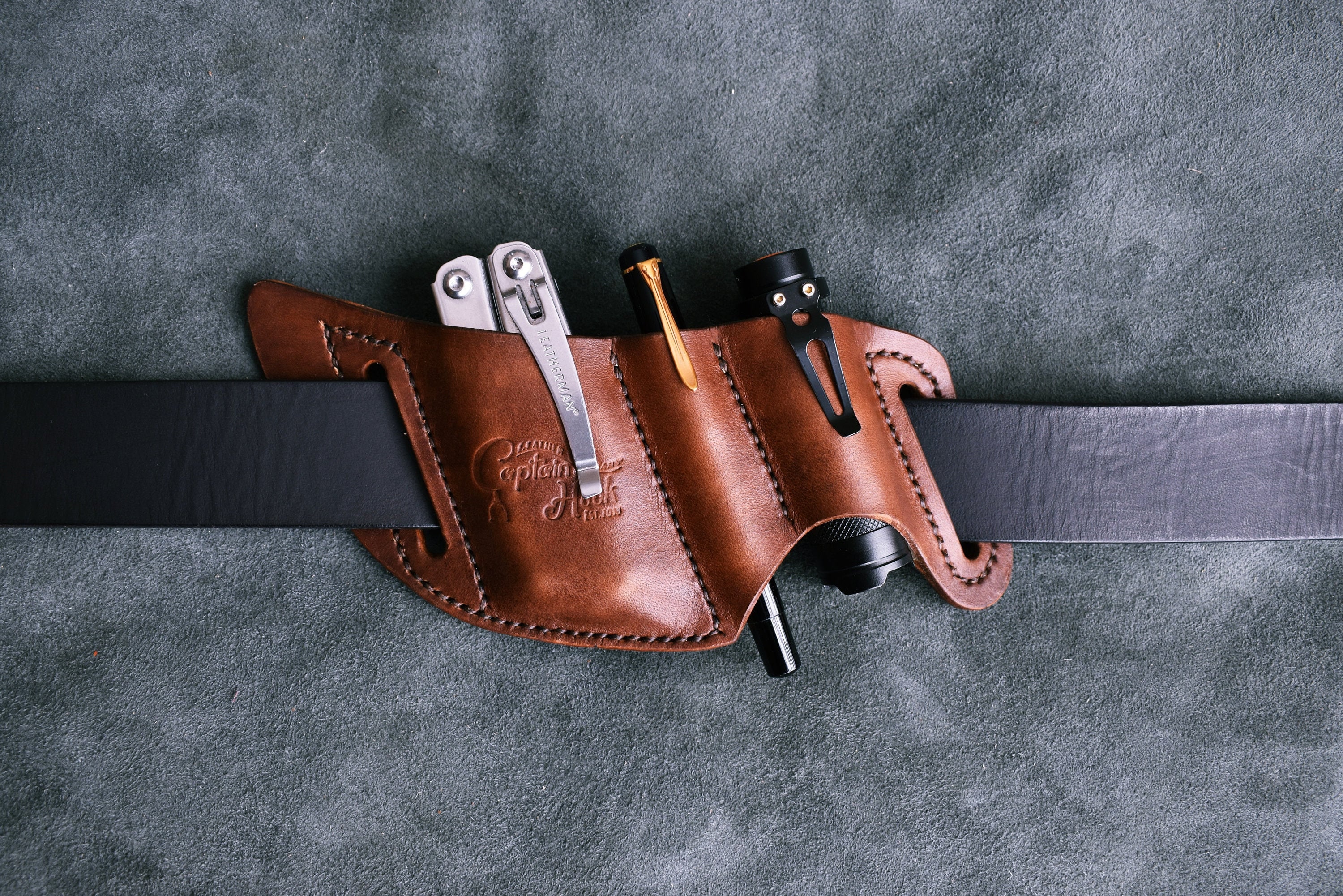 Porte-perceuse compact sans fil en cuir véritable rustique personnalisé  pour ceinture à outils, pochette détui en cuir pleine fleur Z05-LDH05BH -   France