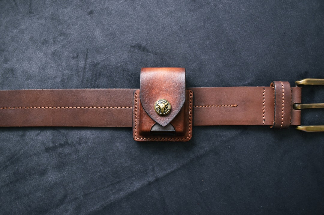 Premium Leather Custom Zippo Belt Pouch Holster Etsy