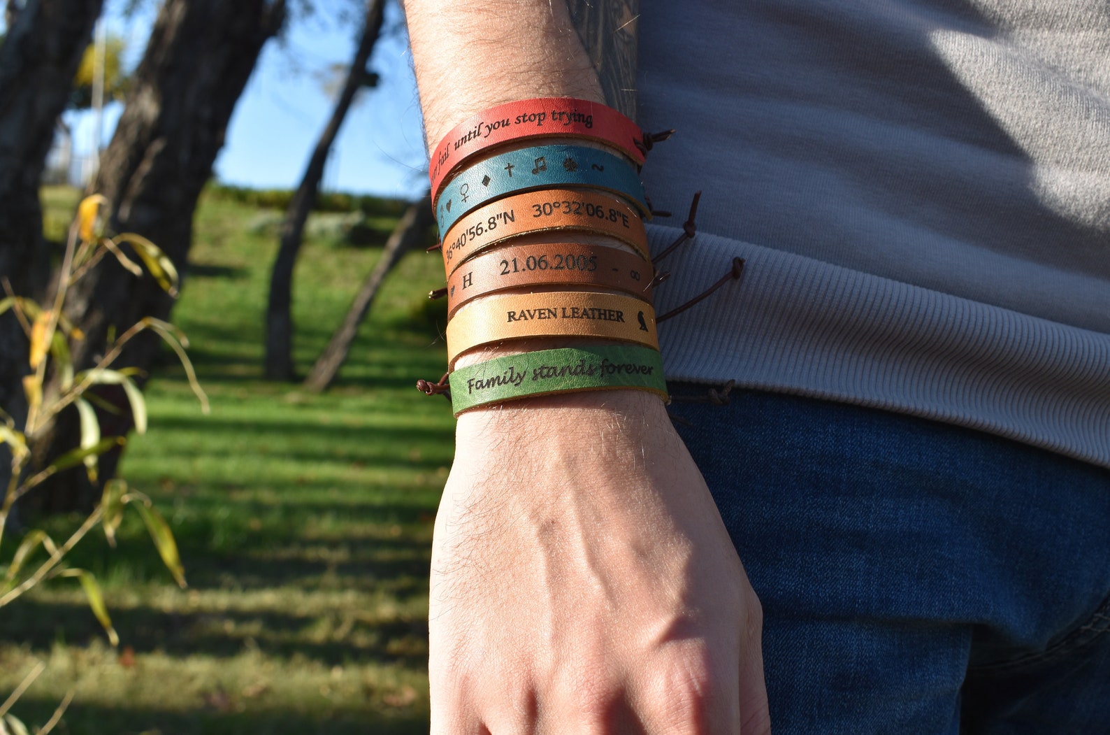 Personalised Custom Leather Bracelet Wrist Band Etsy