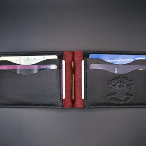 Cartera con clip para billetes de cuero negro de primera calidad Tarjetero vintage