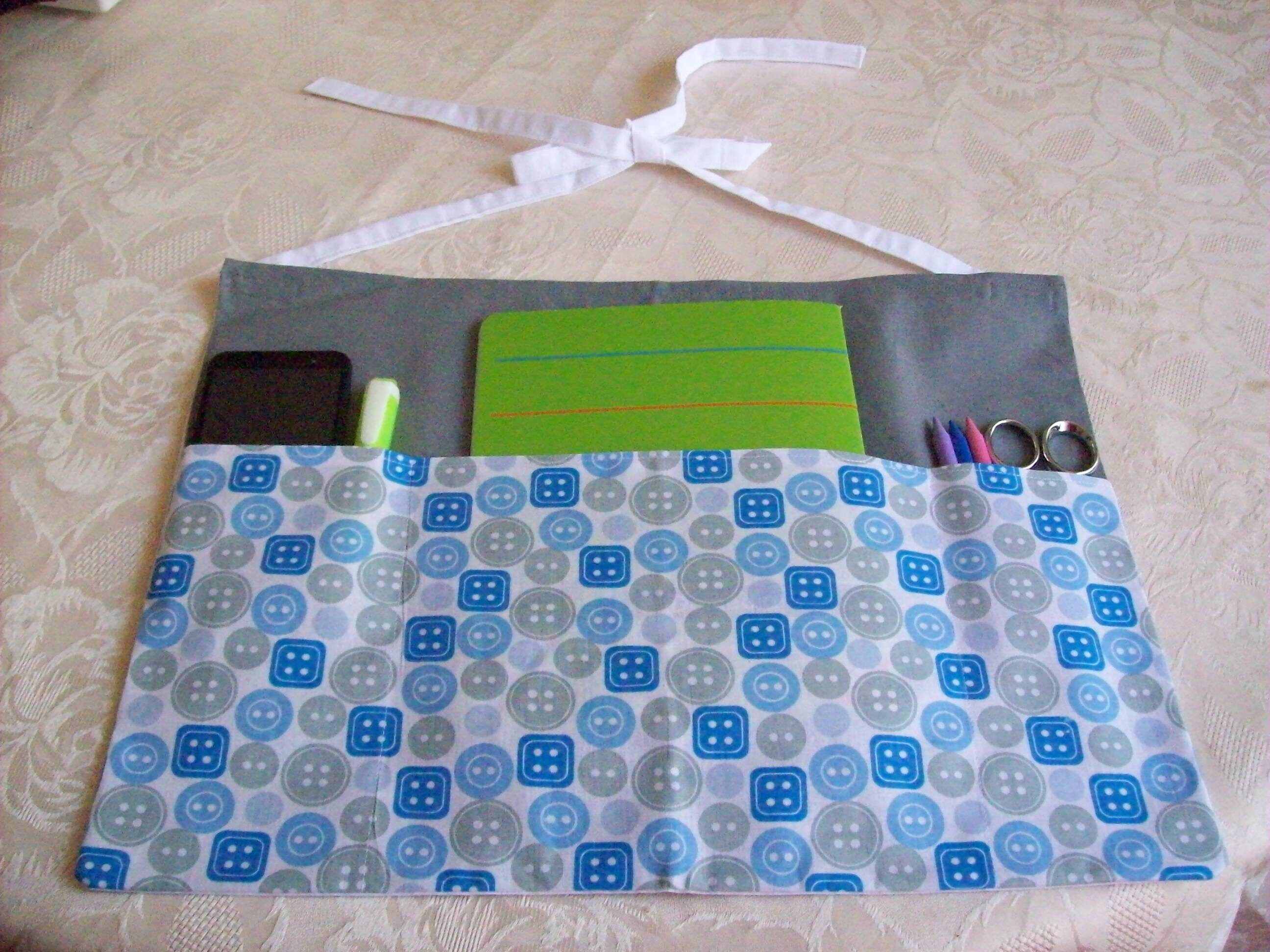 Tablier à Poches en Coton Imprimé Pour Maîtresse , Fleuriste , Atsem, Infirmière , Bricolage, Jardin