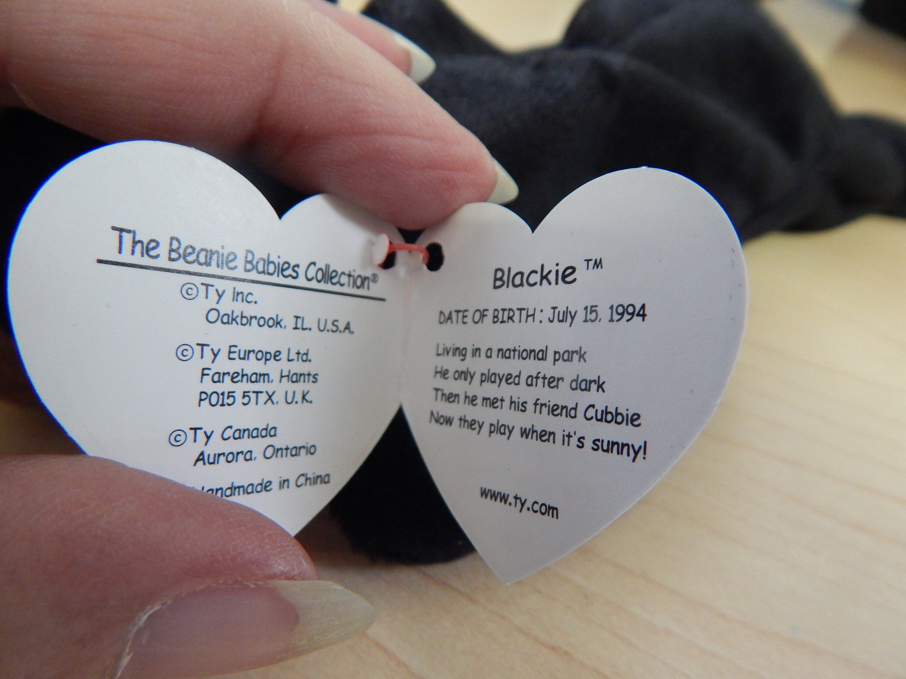 Blackie beanie baby cheap july 15 1994