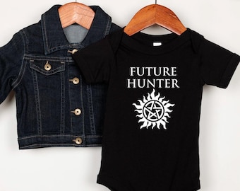 Future Hunter Baby Bodysuit | Gothic Baby Clothes | Alternative Baby Shower Gift | Funny Baby Grow for Supernatural Fans