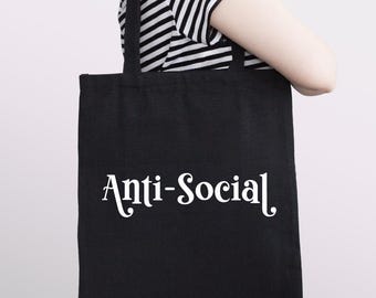 Anti-social Tote Bag, Organic Cotton, Spacious