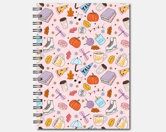 Spiral Notebooks - Autumn Patterned Notebook - Lined Journal - Gift - Gilmore Girls