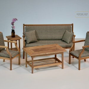 Living Room Set for doll 1/6 scale , Armchair, Sofa, Table,