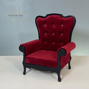 Miniature Doll Armchair 1:4 Scale – Handmade Furniture for BJD Dolls
