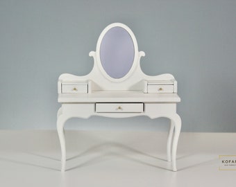 1:6 Doll Vanity – Handmade Miniature Dressing Table (Fits Barbie Blythe Fashion Dolls)