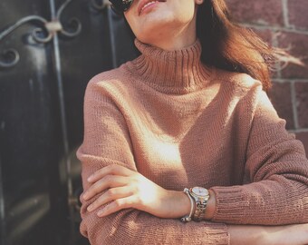 Wool knit turtleneck sweater High neck sweater Merino wool sweater women