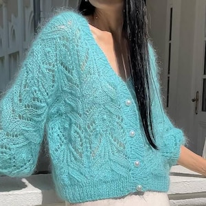 Chunky mohair cardigan Button up cardigan sweater Oversized knit cardigan for women