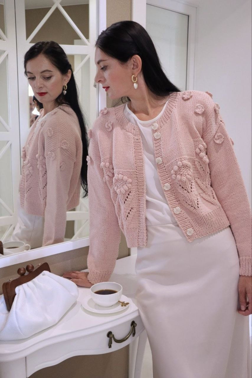 FLORAL THIN KNIT CARDIGAN main image 1