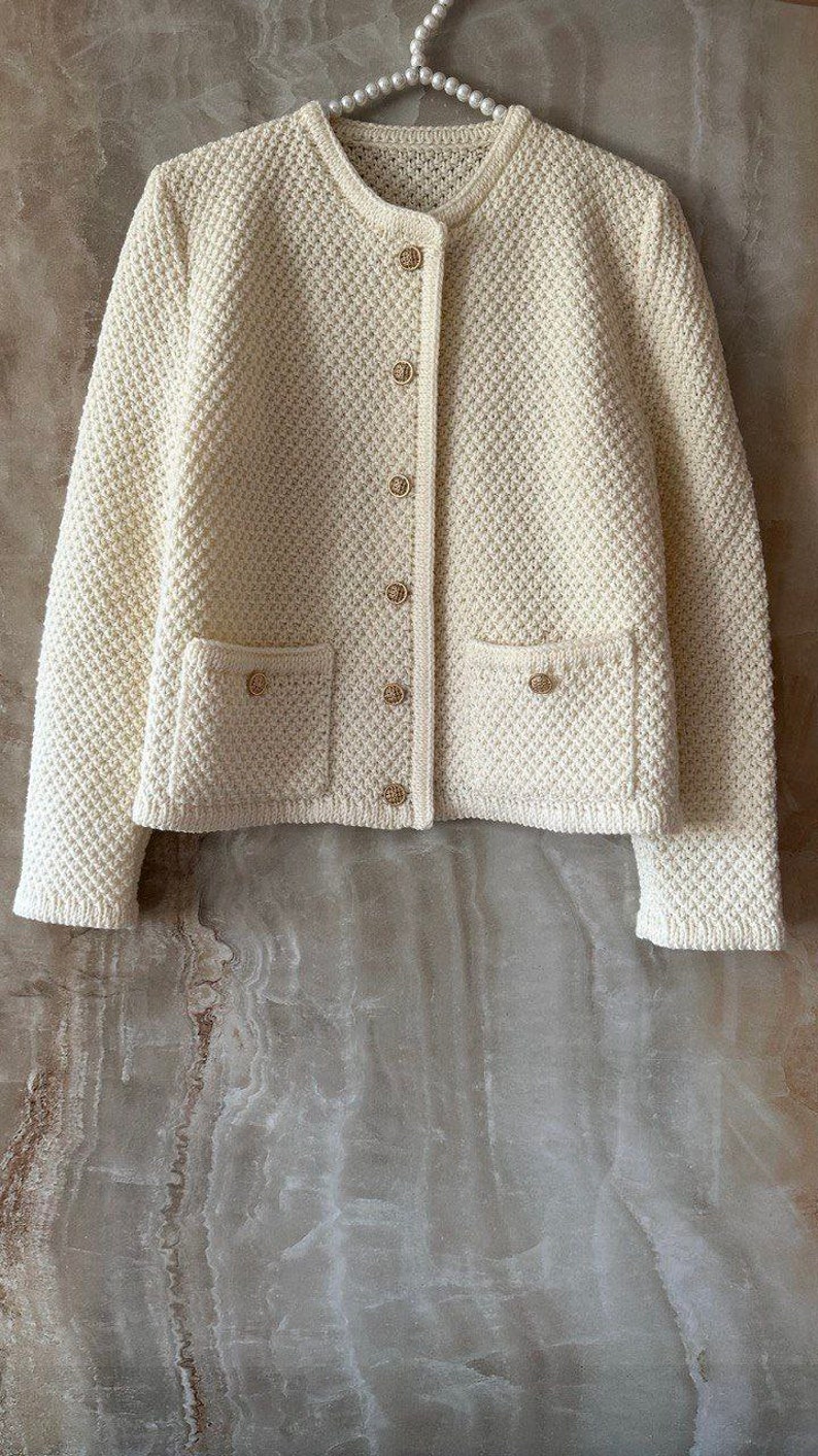 Button down cardigan Knit blazer for women Handmade knit cardigan image 9