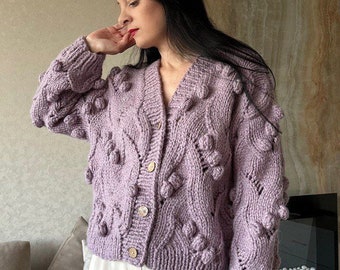 Alpaca knit cardigan for women Chunky oversized cardigan Handmade knit cardigan