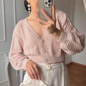 Sommer abgeschnittene Strickjacke Handgestrickte Baumwoll-Strickjacke Lace-Strickjacke für Frauen