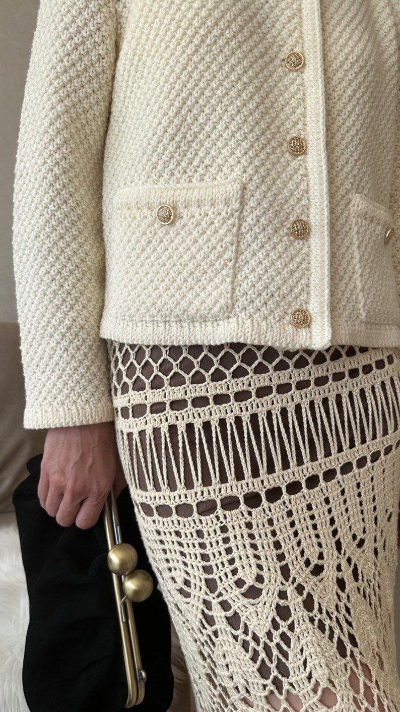 Button down cardigan Knit blazer for women Handmade knit cardigan image 4
