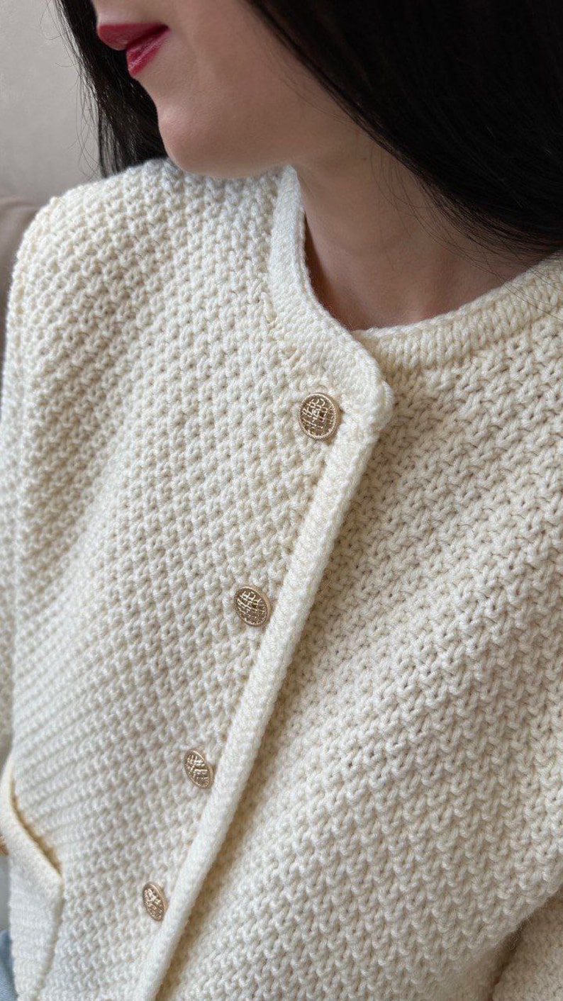 Button down cardigan Knit blazer for women Handmade knit cardigan image 5