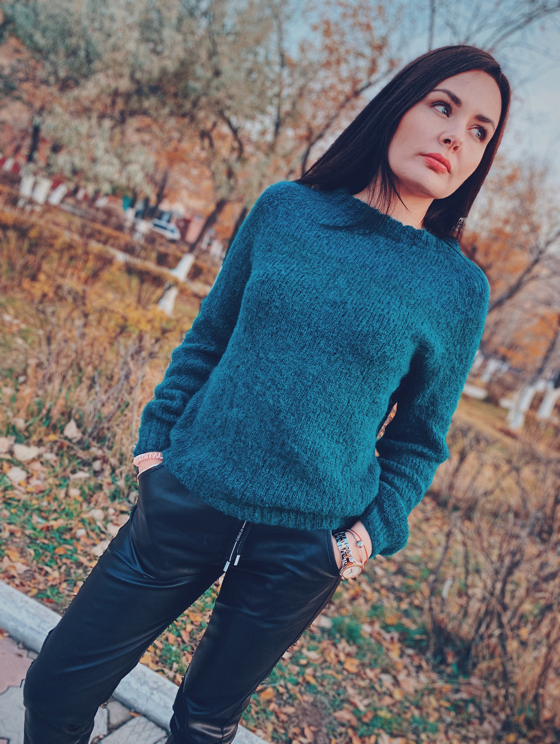 Green Knit Sweater Alpaca Wool Sweater Fitted Sweater Women - Etsy