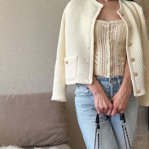 Button down cardigan Knit blazer for women Handmade knit cardigan image 6