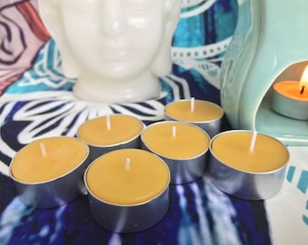 50 Canadian Beeswax Tealight Candles: Slow Burning, Non-Toxic
