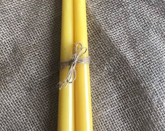 Set of 6,3, 2 or 1 100% Beeswax Taper Candles. Local Canadian Long Candle . Festive Slow burning  9”x.8” 10 hours . No fillers or additives