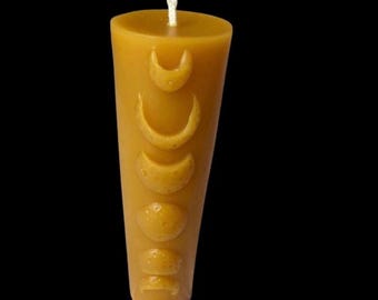 Large Moon Phases Pure Beeswax Candle half pound Raw Beeswax