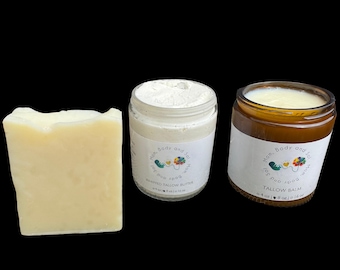 TALLOW 3 pc Package Grassfed/Finished Butter/Balm/Soap