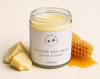 Golden Veil Tallow Honey Balm | Grass-Fed Skincare, Jojoba Oil
