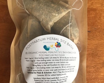 Postpartum Herbal Sitz Bath Soak: Cord Care with Witch Hazel, Lavender - 8 Sachets