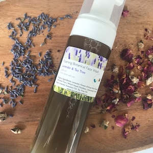 Foaming Botanical Face wash Herbal infused Lavender + Tea tree, Rose petals Witch Hazel Castile soap